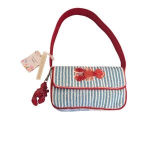 Handcrafted In India Viral Striped Lobster Bag with Lobster Charm NWT